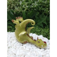 Miniature Dollhouse FAIRY GARDEN ~ Green Dragon Playing with Ladybug ~ NEW 610395045366  252453701082